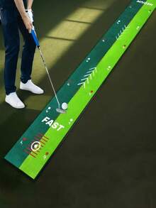 1pc Indoor Golf Putting Mat, Crystal Velvet Practice Carpet, Home Hitting Ball Pad, Easy To Clean Rug