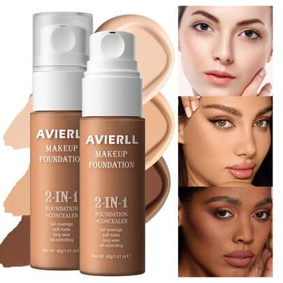  Moisturizing Foundation, Concealer, Waterproof Face Makeup Base, Suitable For Women's Makeup, Christmas Gift, AVIERLL, 40g/1Pc
