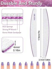 100支装指甲锉，双面指甲抛光器，专业美甲护理工具，适合DIY指甲修型、打磨和抛光，适用于女性手指甲和脚趾甲，居家和美甲沙龙皆宜，美甲护理用品