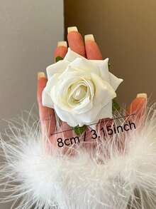 4个/2个/1个女士波西米亚风白色和红色玫瑰花发夹，奢华复古花卉发饰，优雅简约，百搭，适合日常、休闲、派对、工作、度假、洗脸、化妆、搭配服装，情人节礼物，发夹，发卡，发夹 - 彩色 - 查看 4