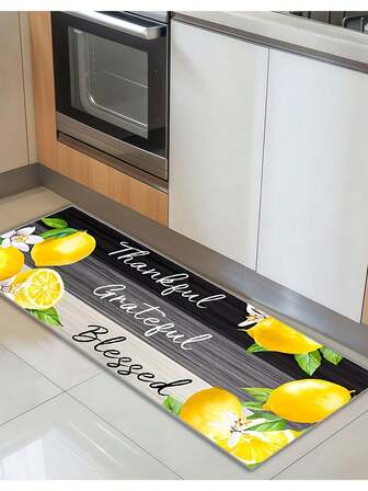 1pc Lemon Print Washable Decorative Rug - Non-Slip Printed Carpet, Dust-Proof Entrance Mat - Suitable For Kitchen, Bathroom And Entryway - Ideal For Home Decor - Perfect Housewarming Gift