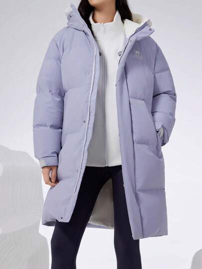 CAMEL CROWN Outdoor Unisex Mid-Length Down Jacket, With Feather Collar And Thick Outerwear, Winter