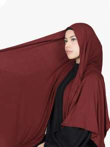 1pc Women Classic Solid Color Long Shawl, Elegant Casual Fringed Scarf, Premium Knitted Modal Jersey Hijab, Turban Style Head Wrap Suitable For Daily Life, Travel And Gatherings For Dress - Multicolor - View 8