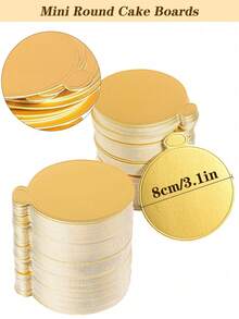20/100pcs Round Mousse Dessert Gold Paper Trays, Oil-Resistant Durable Cake Paper Holders With Easy-Grip Handles, Baking Dessert Paper Boards Design, Suitable For Cupcakes, Wedding Birthday Party Dessert Display - Baking Dessert Tray Cake Board Luxury Elegant Cake Tray Jelly Tray - Multicolor - View 7
