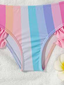 Bikini de rayas de colores para niña, adecuado para vacaciones - Multicolor - Ver 3