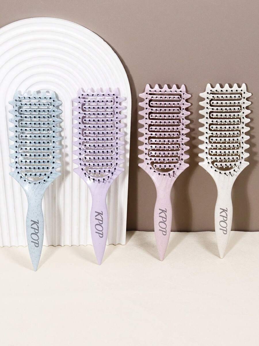 KPOP Curling Hair Brush - Hollow Comb With Nylon Bristles And ABS Handle, Suitable For All Hair Types, Creates Curly Hairstyles And Styling