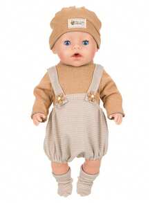 16-18 Inch Children's Doll Outfit Set, Fashionable & Cute Cartoon Pattern Delicate Little Flower Giraffe Overalls Set, Reborn Doll Realistic Doll Clothes Set, Holiday/Birthday Gift - Multicolor - View 7