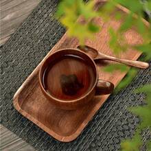 1pc Japanese Style Wooden Handle Coffee Cup, Insulated Tea Cup, Natural Jujube Wood Flat Bottom Drinkware, No Assembly Required, Coffee Cup - Brown - View 6