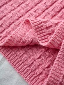 1pc Sweet Girl Pink Knit Camisole Dress, Sleeveless Skirt, Slimming - Watermelon Pink - View 6