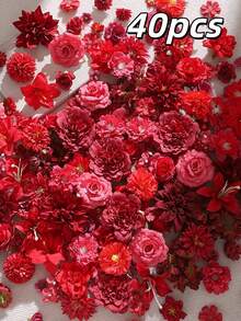 20/40pcs Artificial Flower Material Pack, Faux Silk Flowers, DIY Headpiece Wreath Supplies, Wedding Bouquet, Valley Decor