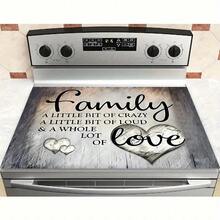 1pc Large Oval Stovetop Protector Mat & Heat-Resistant Pad - Grey Wood Grain Stove Cover With Rounded Corners, 52x72cm/20.5x28.3in, Sturdy Stove Top For / Use, Decorative - Kiểu 1 - Xem 2