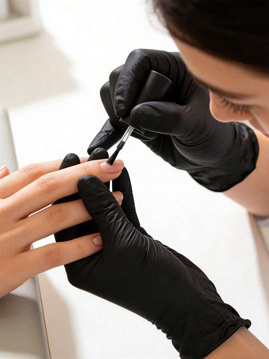 20pcs/10pcs Disposable Nitrile Gloves - Manicure Protective Gloves, Waterproof And Oil-Proof, Suitable For Tattoo, Nail Art And Salon Cleaning - Multicolor - View 1