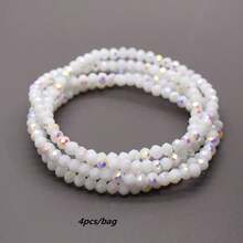 4pcs/Set Engraved Glass Bead Elastic Bracelets, AB Effect Glass Beads, Multi-Color Green & Blue Handmade Beaded Bracelets - Glass Bracelet - View 31