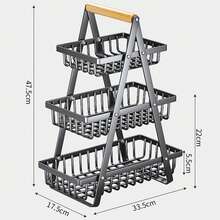3-Tier Countertop Fruit Vegetable Basket - Multifunctional Kitchen Storage Organizer - Negro - Ver 2