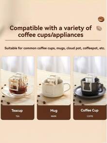 100PCS Coffee Filter Bags With Handle And Ear - Portable Drip Coffee Bags, Suitable For Espresso, Pour-Over Coffee And Tea - Easy-To-Use Manual Coffee Machine Accessories, Coffee Bar Accessories, Espresso Accessories, Fashionable Design - White - View 4