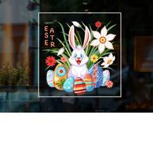 1 Roll Easter Spring Decorative Glass Door And Window Stickers Easter Glass Door Stickers Festival Flower Rabbit Easter Egg Shop Showcase Electrostatic Adsorption Window Stickers Adhesive Free