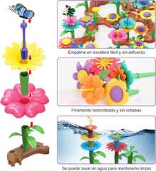 Regalos Juguetes para Niñas - Juguetes de Construcción de Jardín,Juego de 272 Piezas de Juguetes Educativos, Juegos de Aprendizaje Apilables de Flores Regalo para Niños de 3 4 5 6 7 Años,37057384 - Multicolor - Ver 2