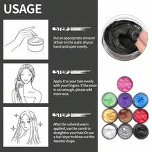 SUMIFANG 120g Temporary Hair Dye Wax, Natural Styling, Non-Greasy, Easy To Wash. Y2K Hair Dye Wax, Suitable For Daily Use, Parties, Cosplay, Birthdays, Halloween, Christmas And Other Occasions. - màu đen - Xem 7