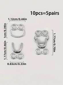 10pcs Metal Alloy Invisible Snaps, Hook Eyes, For DIY Sewing, Handbags, Pants, Skirts, Collars And Coats, Sewing Accessories And Supplies - Silver - View 10