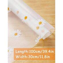 1 rollo de revestimiento plástico antideslizante e impermeable, paquete de 1 rollo, revestimiento multiusos para gabinetes y cajones, adecuado para cocina, refrigerador, mesa - Patrón de margaritas - Multicolor - Ver 6