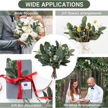 10/1000pcs Eucalyptus Leaves, Money Tree, Artificial Eucalyptus Leaves, Realistic Bridal Bouquet Decor, Birthday Party Decor Materials, Spring/Autumn Fake Plant Decor, Wedding Bouquet, Valentine's Day Gift - Green - View 7
