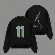 JSN - Jaxon Smith-Njigba 'POSTERIZED' For The 12s Cotton Hoodie Sweatshirt T-Shirt (Made In US), JSN Nation Outfit, Seahawks Game Day Outfits, Gift For Football Fans, Football Graphic Hoodie - 白色 - 查看 1