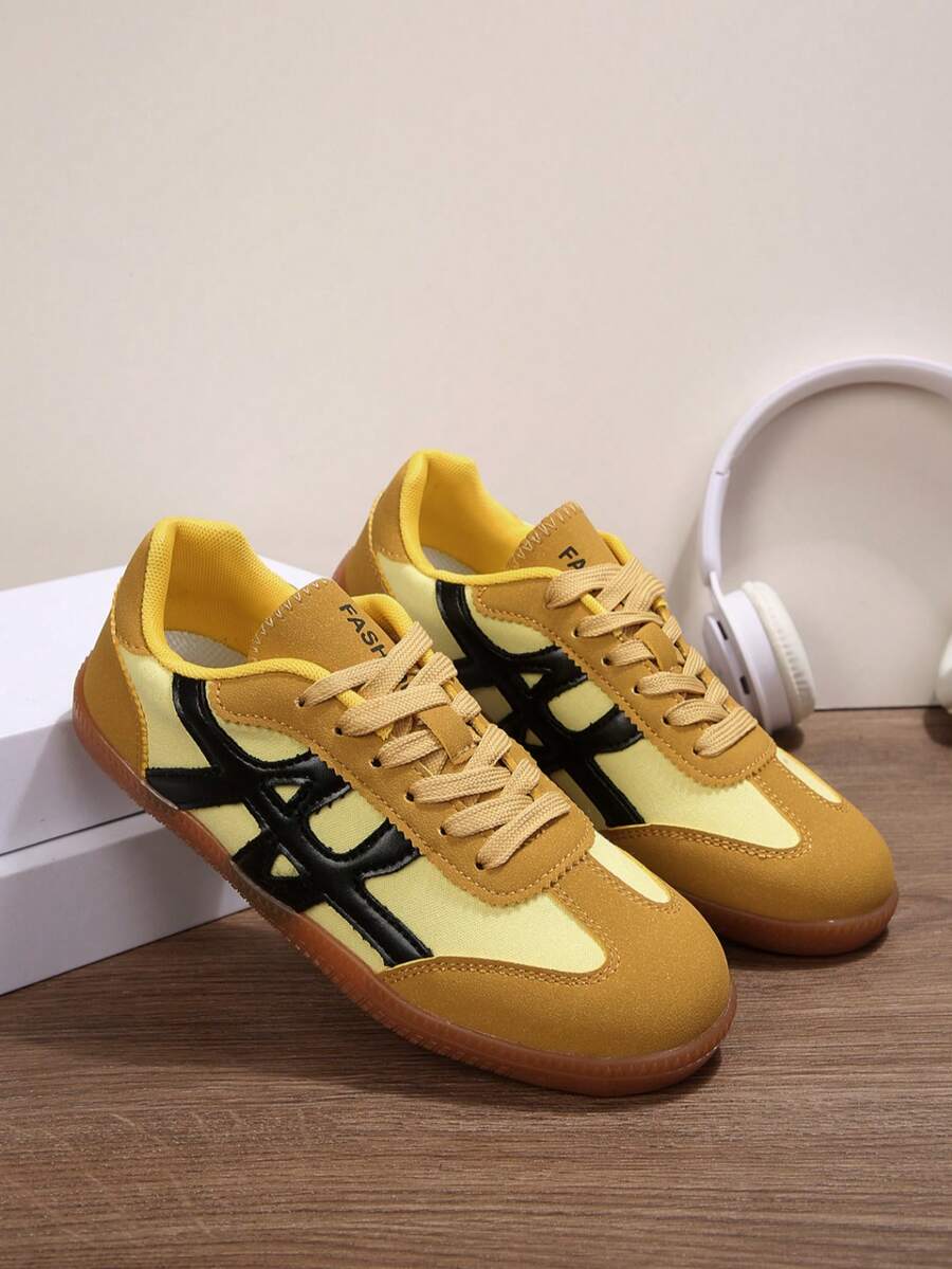 Thick Sole Casual Skateboard Shoes For Teenagers And Students - Yellow - View 1