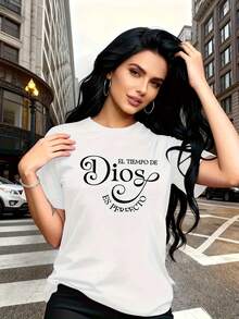 Women'S Spanish Bible Verse T-Shirt - "El Tiempo De Dios Es Perfecto" (The Time Of God Is Perfect) - Soft Religious Faith Apparel - Lightweight Everyday & Vacation Tee - trắng - Xem 2