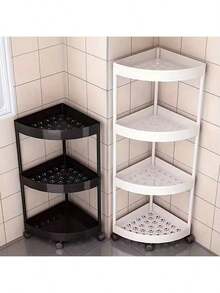 1件装现代风格3/4/5层转角置物架，可折叠，需自行组装，适用于浴室、厨房、化妆品和洗漱用品收纳，多功能储物篮