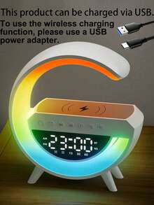 1/2件套智能G型台灯，带无线充电器和蓝牙音箱，RGB变色夜灯，闹钟和助眠功能，桌面装饰，节日礼物