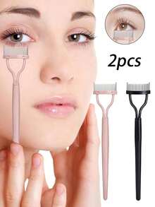 2pcs Carbon Steel Straight Handle Eyelash Separator, Eyebrow Brush, Eyeshadow Brush, Spoon, Spoon Brush - Multicolor - View 16