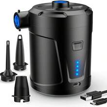 5200mAh电动充气泵，适用于充气产品，便携式迷你充气/放气泵，可充电，适用于户外露营、充气垫、充气床垫、游泳圈、泳池玩具等。