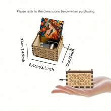 母女花卉油画手摇音乐盒 - “你是我的阳光”曲调，无需电池的木制音乐盒，母亲节/生日礼物 - 彩色 - 查看 4