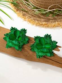 1 Đôi bông tai hoa văn cổ điển phóng khoáng, thanh lịch, thích hợp cho các bữa tiệc, tiệc chiêu đãi và đeo hàng ngày. - màu xanh lá - Xem 3
