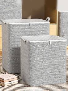 1pc Foldable Gray Storage Box, Toy & Snack Organizer, Wardrobe, Bedroom & Living Room Storage Bin, Stackable, Clothes Basket, Home & Dorm Organizer Accessory, Decor, Suitable For Toys, Books & Clothes, Space Saving, Large Capacity, Portable Drawer Storage Box, Suitable For Home & Office