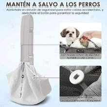 Cangurera Mochila para Llevar Perro Manos Libres con Correa Acolchada Ajustable, Bolsa de Algodón Transpirable con Cinturón de  para Mascota hasta 6kg, Lavable a Máquina (Gris Claro),37068358 - Albaricoque - Ver 6