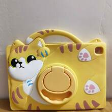 360° Rotating Holder Protective Case With Pencil Slot Compatible With IPad 10th/11th A16/56789th/Mini/Air/Pro, Cute Cat Silicone Shockproof Durable Suitable For 7.9" 8.3" 9.7" 10.2" 10.5" 10.9" Apple Tablets - Yellow - View 23