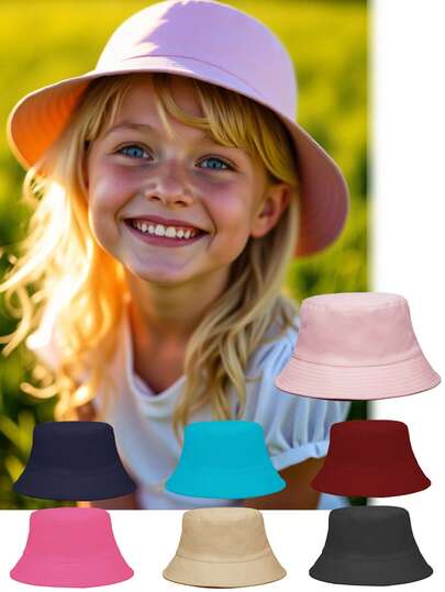 1PC Solid Color Bucket Hat,Foldable & Breathable, Plain Style Fit Boy Girls Teens,Unisex Harajuku Style For Summer Beach Daily Wear