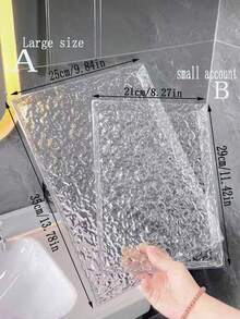 1/2 khay đựng mỹ phẩm bằng acrylic trong suốt, khay đựng đồ trang điểm dễ lau chùi, khay họa tiết gợn sóng, khay acrylic cao cấp dùng cho gia đình và salon, khay đựng tách trà, khay đựng trái cây, giá đựng mỹ phẩm phòng tắm, hộp đựng đồ có ngăn nắp, quà tặng ngày lễ, túi đựng mỹ phẩm, vật dụng cần thiết khi đi du lịch. - Trong sáng - Xem 5