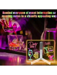 One Acrylic LED Illuminated Drawing Board With Stand, Which Can Be Used As An Illuminated Memo Board, LED Message Board Or Drawing Board. It Comes With 7-Color Pens And Is Suitable For Offices, Schools, Homes, Back-To-School Season And Other Occasions. - Multicolor - View 6