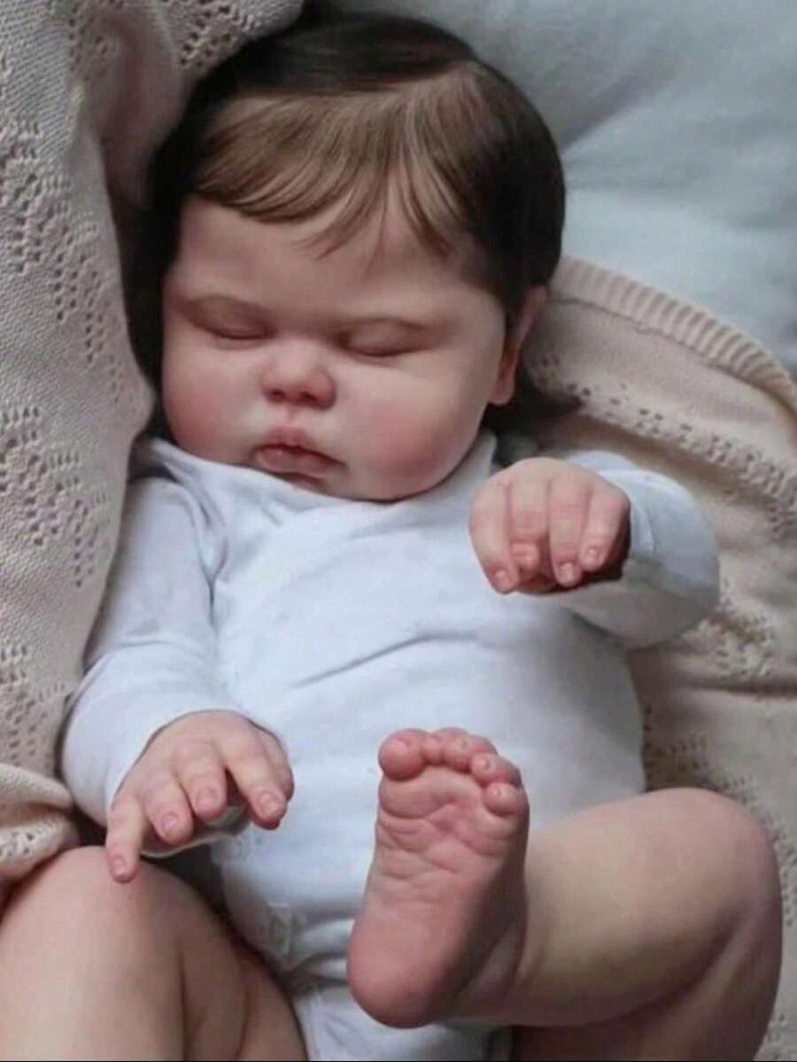 50 CM Cloth Body Vinyl Limbs 20inch 3D-Paint With Visible Veins Asleep Fat Reborn Baby Doll Toy For Kids Lifelike Birthday Gift - Muñeca 3D terminada - Ver 1