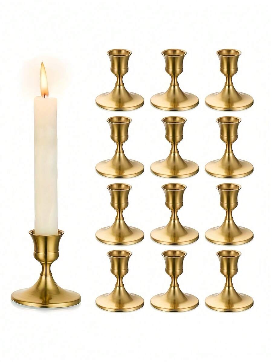 Bộ 3/6/12 chân nến kim loại - Chân nến thon thanh lịch cho bữa tối, đám cưới, kỷ niệm, trang trí nhà cửa và khách sạn - Đa năng, trang trí theo chủ đề cho tiệc tùng và nhà cửa, vật trang trí trung tâm bàn ăn lý tưởng và quà tặng - Không bao gồm nến