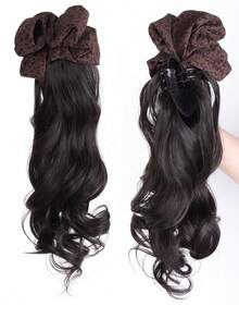 合成假发马尾辫豹纹发饰马尾辫女士蓬松卷发秋冬卷发马尾辫适合女性日常佩戴和派对