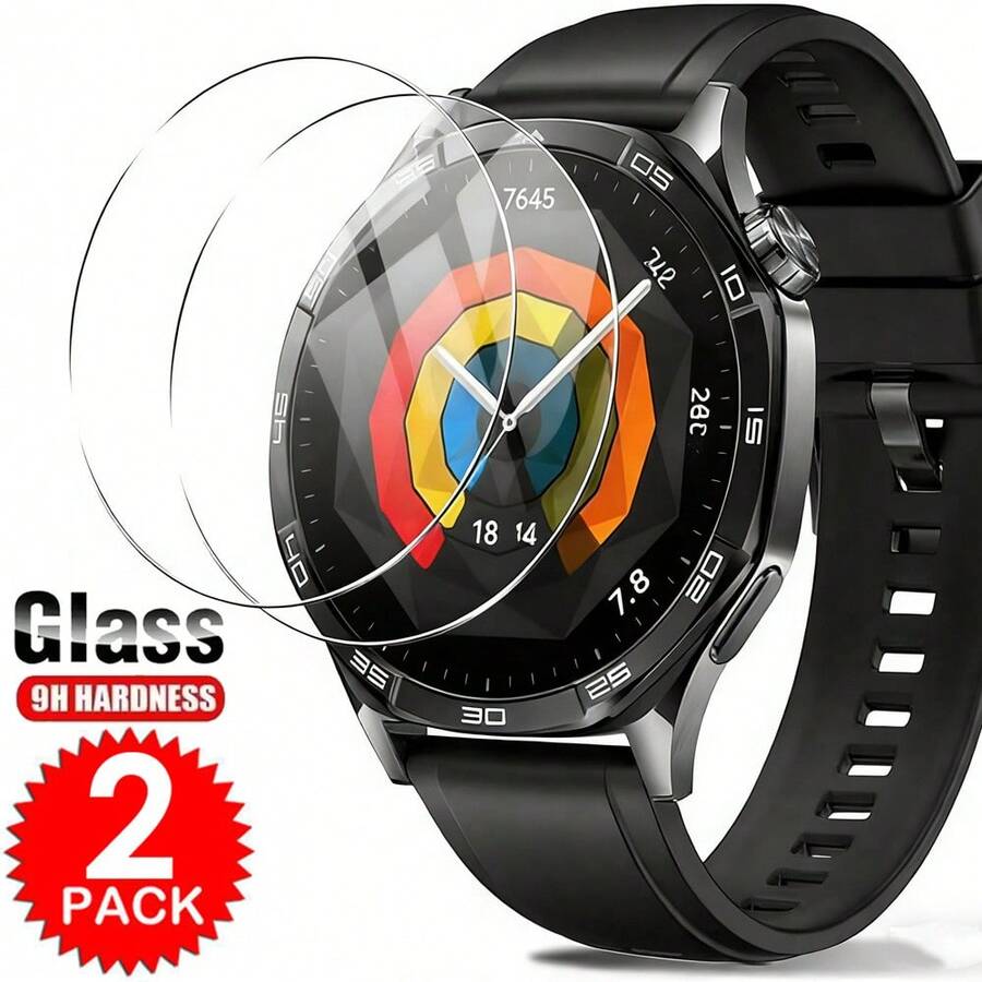 2 Packs HD Clear Tempered Glass Screen Protector Compatible With Huawei Watch GT 6 5 4 3 Pro Glass Screen Film Anti-Scratch Glass Film Watch GT6 GT5 GT4 GT3 Pro Case Size 41mm 42mm 46mm Glass Cover Screen Film Gift For Birthday/'s Day/Boy/Girlfriends Screen Protection Essentials, Applicable To Daily Shield, Office, Home Daily Shield Office Home Watch Cover Watch Accessories Watch Screen Protector Waterproof Shockproof Anti-Fall Scratch Resistant - 2PCS - View 1