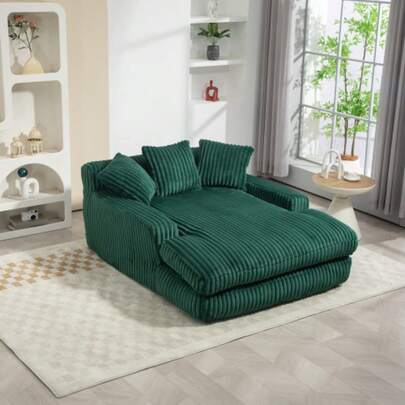 Modern Cord-Schlafsofa Cloud Couch Mit 3 Weichen Kissen, Bequemes Einzelsitz-Bodensofa Für Wohnzimmer Wohnung Büro(Emerald)