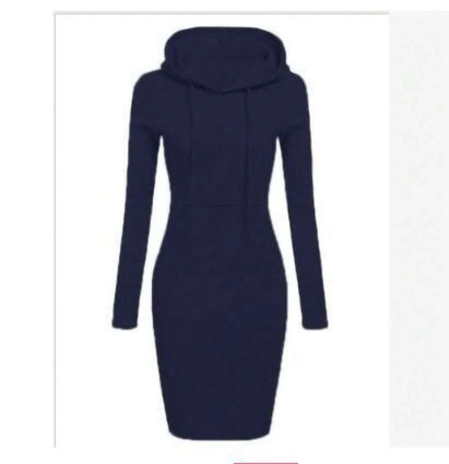 Women Sports Sweater Dresses - Navy Blue - View 1