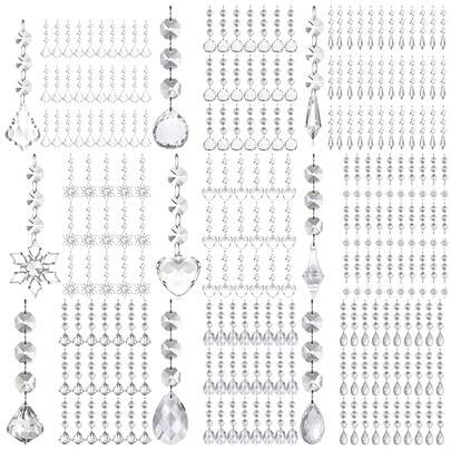 30pcs Acrylic Crystal Ice Pillar Pendant, Trees Winter Decorations, Hanging Crystal Center Decorations, Chandeliers, Flower Decorations, For Home Room Living Room Office Decor, For Wedding Window Home Decor Valentine's Day New Year Easter Party Mother's Day Decor Christmas Tree Decorations