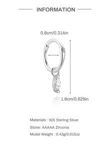 EleRunis 1PC 925 Sterling Silver Marquise Earrings Hoop Nose Tiny And Light Helix Piercing Fine Jewelry Septum Cartilage Spiral Ear Tragus, Suitable For Women's Daily Wear - Silver - View 5