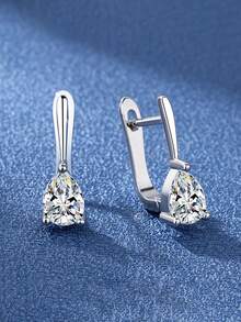 1 Pair Fashionable Elegant Teardrop Clip-On Earrings - Silver - View 6