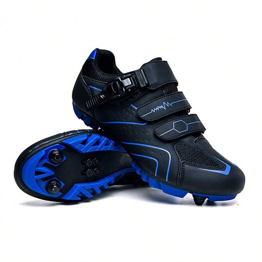Spring Summer Mountain Bike Lockable Cycling Shoes Men Women Road Bike Lock Shoes Hard Sole Spinning Shoes Bicycle Wide Sole Shoes Sneakers For Men Elegant Shoes For Women - 568山地鎖黑藍 - 查看 1